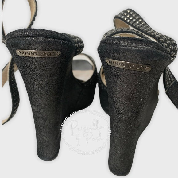 Jimmy Choo Studded Pablo Platform Wedges Metallic
