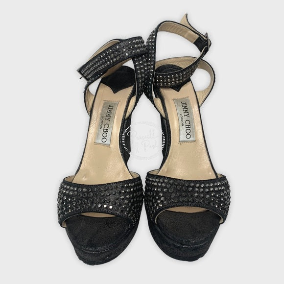 Jimmy Choo Studded Pablo Platform Wedges Metallic