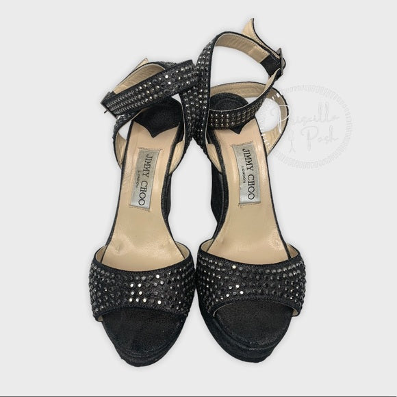 Jimmy Choo Studded Pablo Platform Wedges Metallic