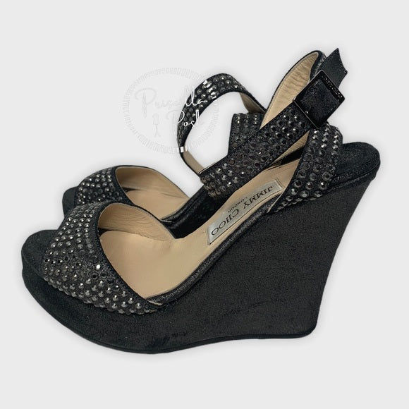 Jimmy Choo Studded Pablo Platform Wedges Metallic