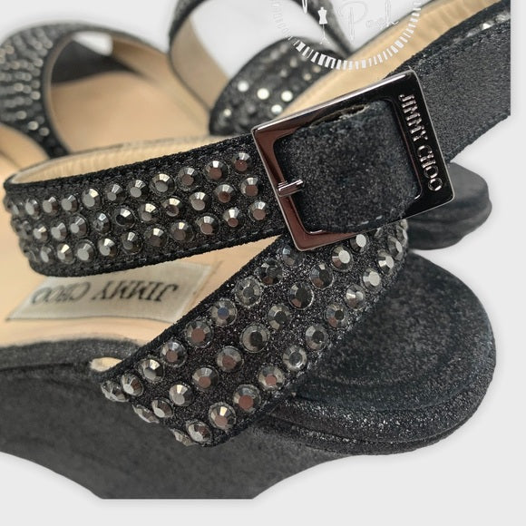 Jimmy Choo Studded Pablo Platform Wedges Metallic