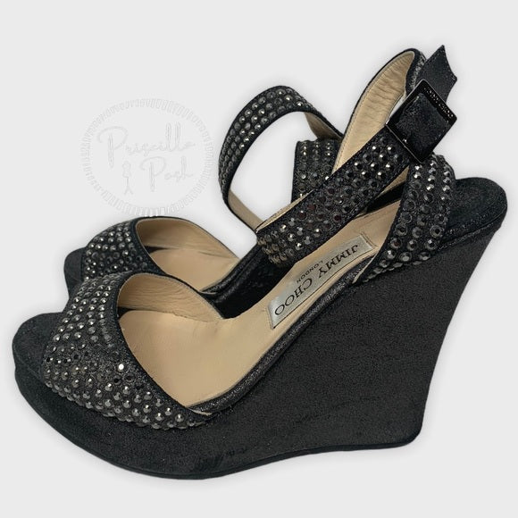 Jimmy Choo Studded Pablo Platform Wedges Metallic