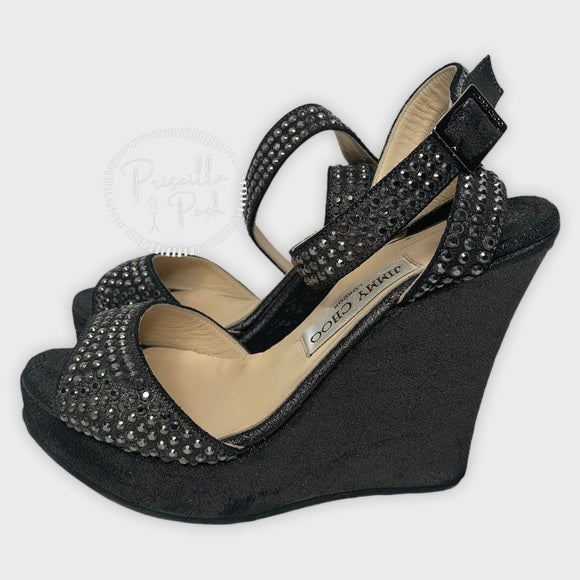 Jimmy Choo Studded Pablo Platform Wedges Metallic