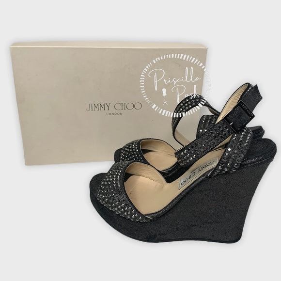 Jimmy Choo Studded Pablo Platform Wedges Metallic