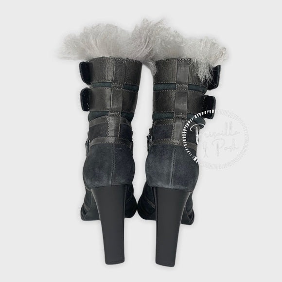 ALEXANDER MCQUEEN Leather-trimmed suede ankle boot