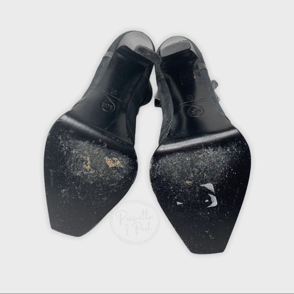 ALEXANDER MCQUEEN Leather-trimmed suede ankle boot