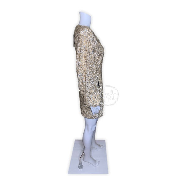 NWT RETROFÊTE Aubrielle sequined gold mini dress