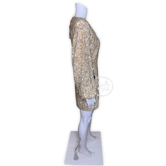 NWT RETROFÊTE Aubrielle sequined gold mini dress