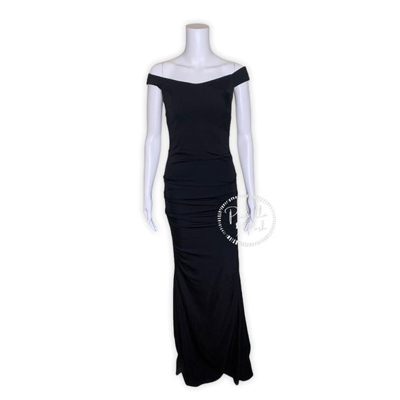 NWT Nicole Miller Vive Gown Black Off the Shoulder