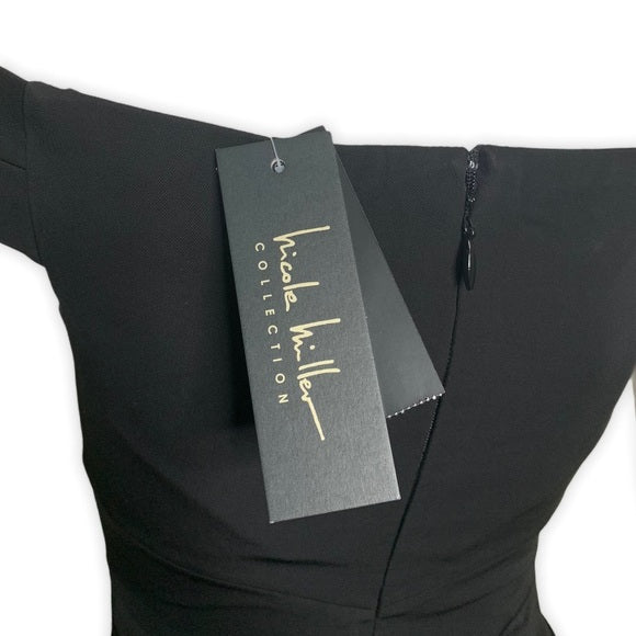 NWT Nicole Miller Vive Gown Black Off the Shoulder