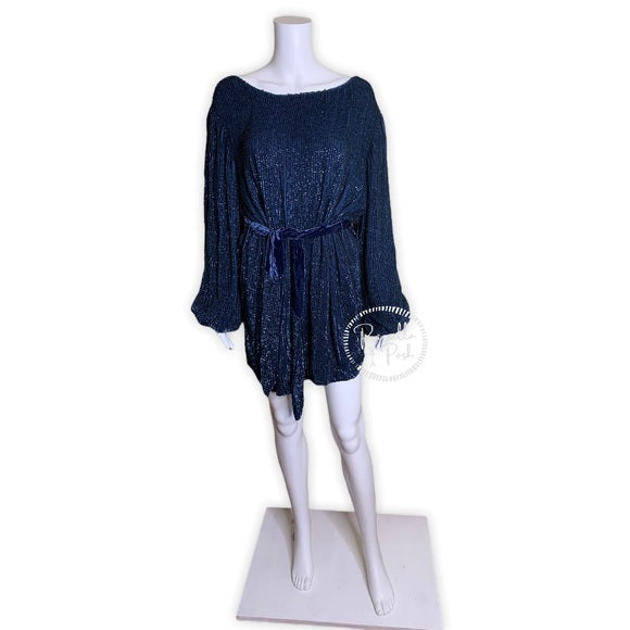 NWT Retrofete Selma Sequin Dress Navy Blue