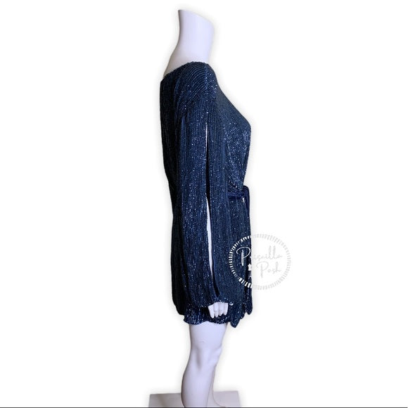 NWT Retrofete Selma Sequin Dress Navy Blue