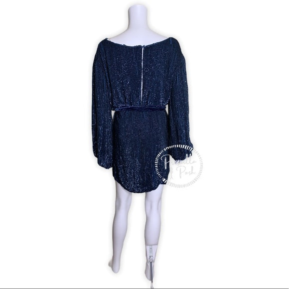 NWT Retrofete Selma Sequin Dress Navy Blue