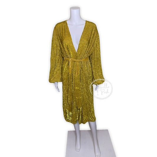 NWT Retrofete Audrey Robe Sequin Citrus Gold