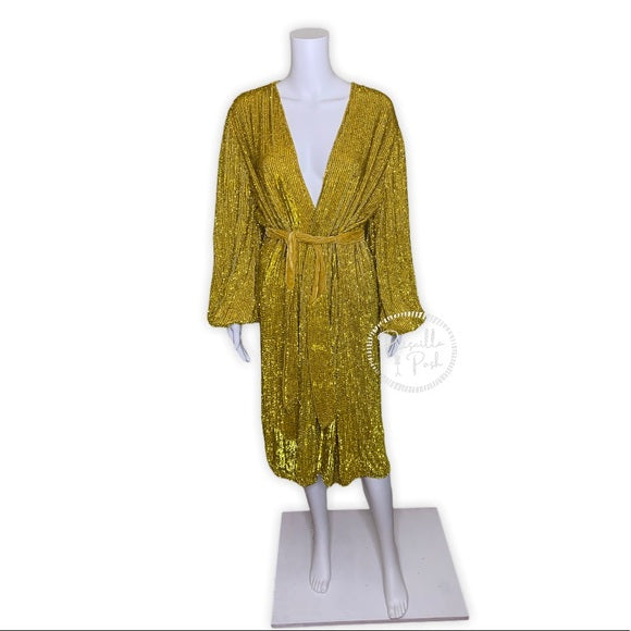 NWT Retrofete Audrey Robe Sequin Citrus Gold