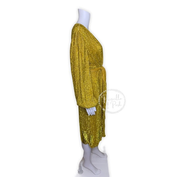 NWT Retrofete Audrey Robe Sequin Citrus Gold