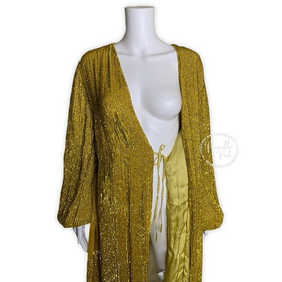 NWT Retrofete Audrey Robe Sequin Citrus Gold