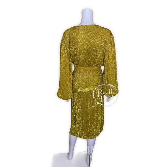 NWT Retrofete Audrey Robe Sequin Citrus Gold