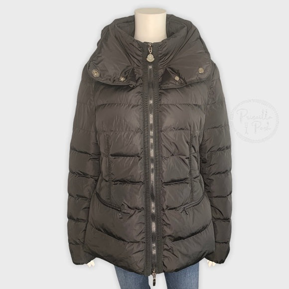 Moncler “Rille” Black Peplum Down Puffer Jacket 5