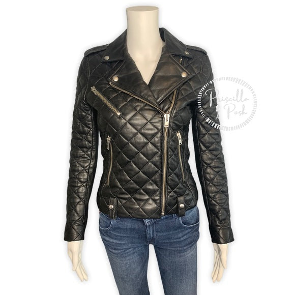 IRO Keroa Leather Jacket Moto Quilted Biker Jacket