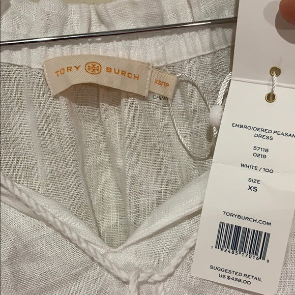 NWT Tory Burch Embroidered Peasant Maxi Dress
