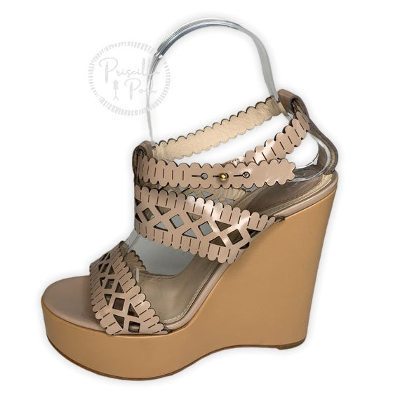 Chloé Laser Cutout Leather Platform Wedges 39