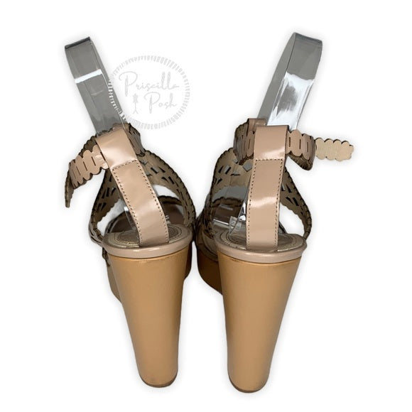 Chloé Laser Cutout Leather Platform Wedges 39