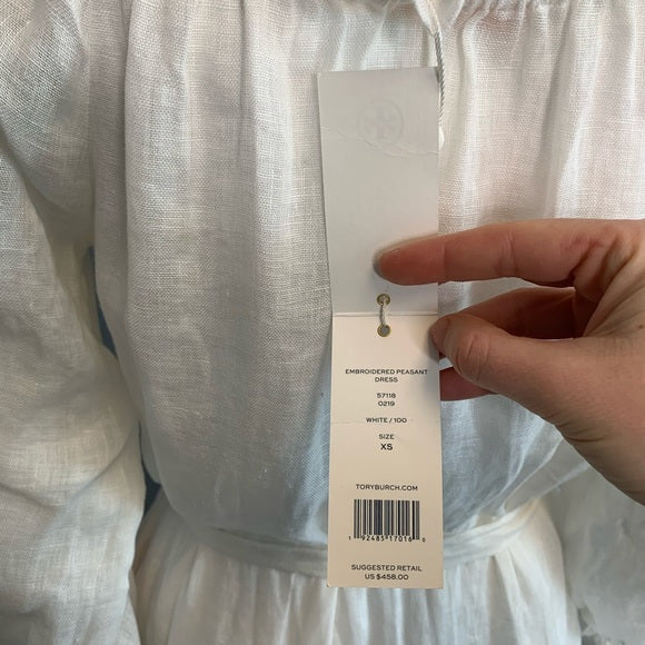 NWT Tory Burch Embroidered Peasant Maxi Dress