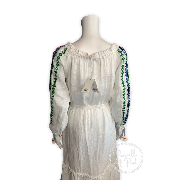 NWT Tory Burch Embroidered Peasant Maxi Dress