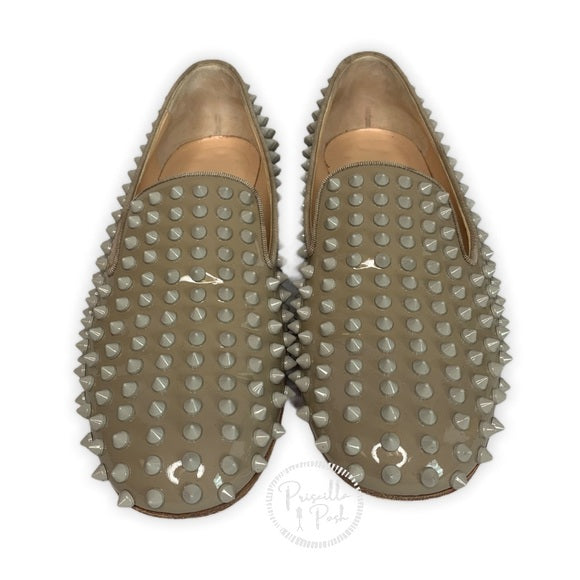 Christian Louboutin Rolling Spikes Loafer in Stone