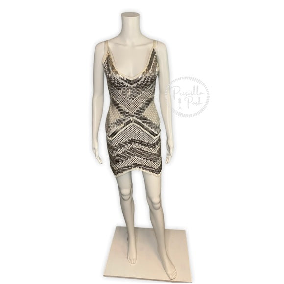 Herve Leger Juliet Geometric Beaded Bandage Dress