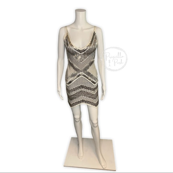 Herve Leger Juliet Geometric Beaded Bandage Dress