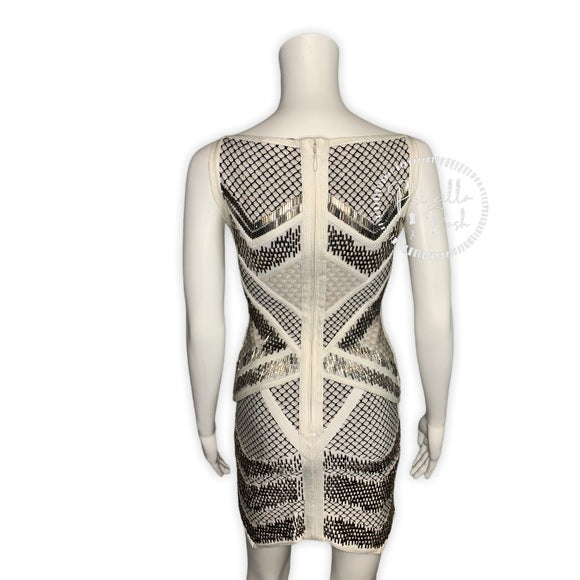 Herve Leger Juliet Geometric Beaded Bandage Dress