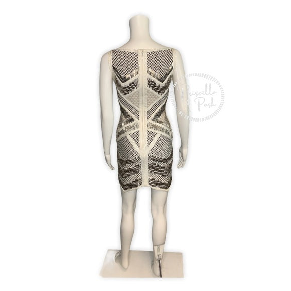 Herve Leger Juliet Geometric Beaded Bandage Dress