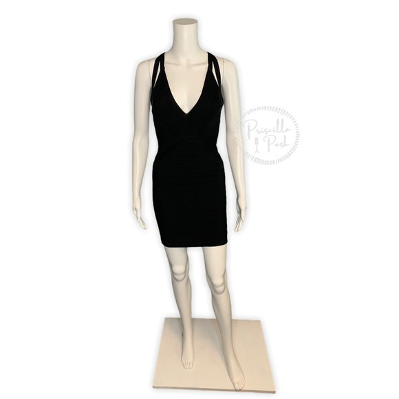 NWT HERVE LEGER Black Dema Cutout Bandage Dress