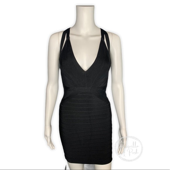 NWT HERVE LEGER Black Dema Cutout Bandage Dress