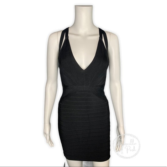 NWT HERVE LEGER Black Dema Cutout Bandage Dress
