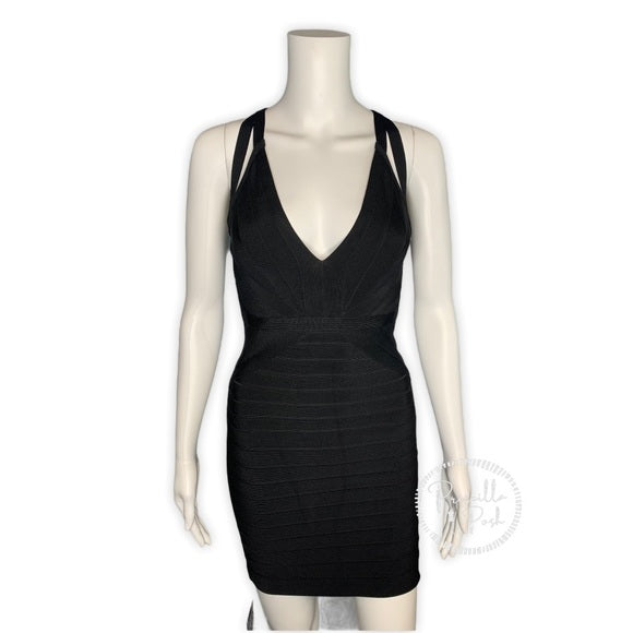 NWT HERVE LEGER Black Dema Cutout Bandage Dress