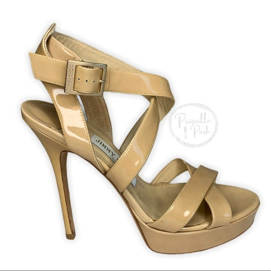 Jimmy Choo Nude Louisa Crisscross Platform Sandals