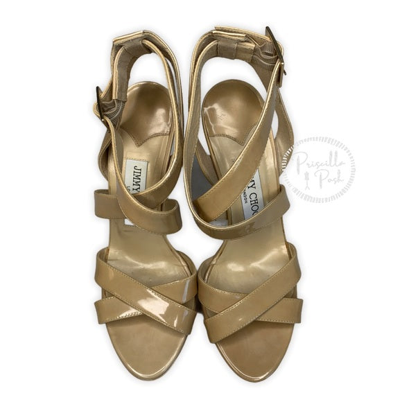 Jimmy Choo Nude Louisa Crisscross Platform Sandals