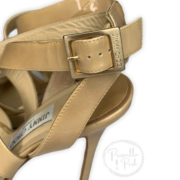 Jimmy Choo Nude Louisa Crisscross Platform Sandals