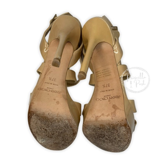 Jimmy Choo Nude Louisa Crisscross Platform Sandals
