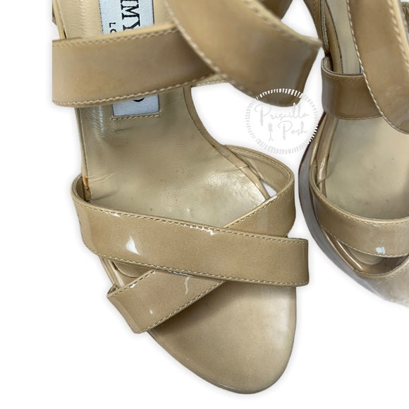 Jimmy Choo Nude Louisa Crisscross Platform Sandals