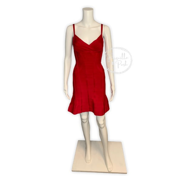 Herve Leger Luella Dress In Lipstick Red Bandage