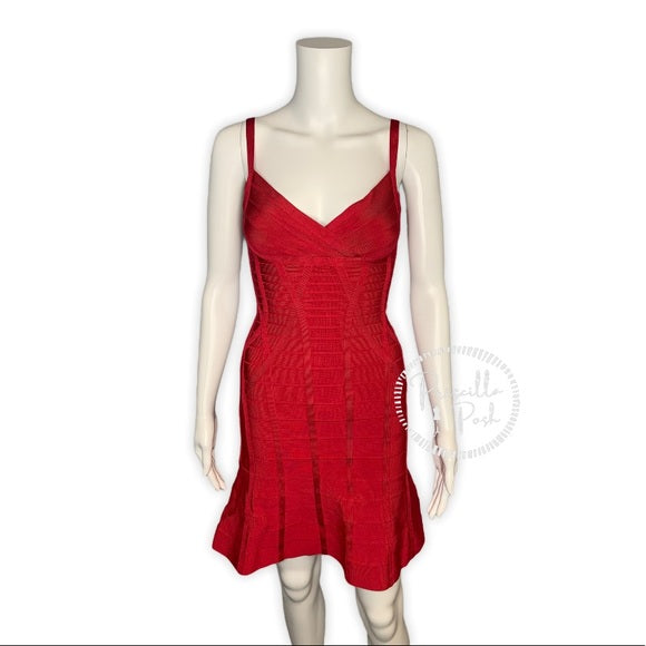Herve Leger Luella Dress In Lipstick Red Bandage