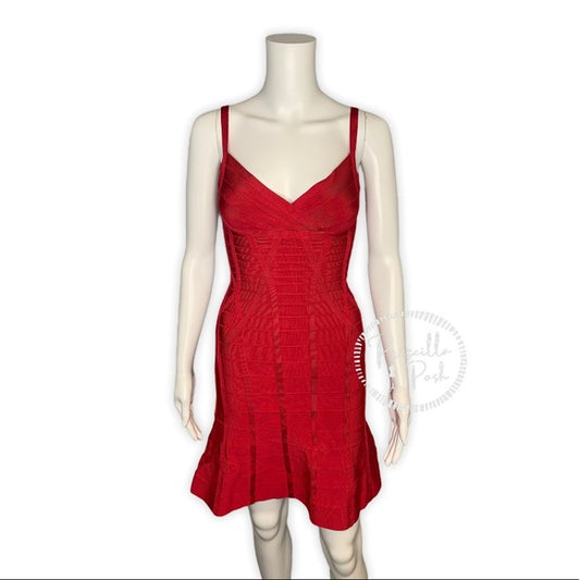 Herve Leger Luella Dress In Lipstick Red Bandage