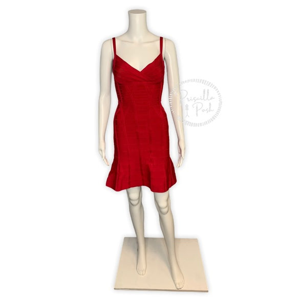 Herve Leger Luella Dress In Lipstick Red Bandage