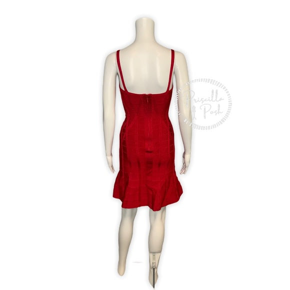 Herve Leger Luella Dress In Lipstick Red Bandage