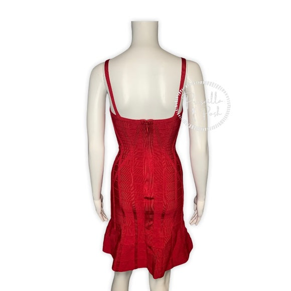Herve Leger Luella Dress In Lipstick Red Bandage