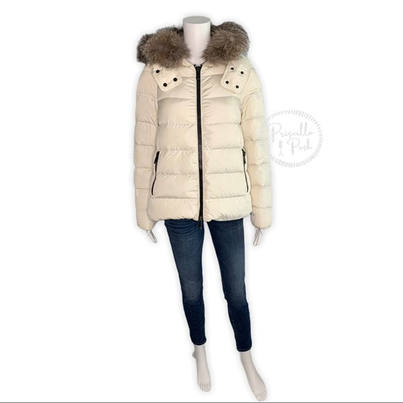 Moncler Chitalpa Fur Trimmed Puffer Jacket Ivory